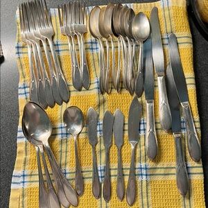 Vintage William Rogers silver plated utensils Pick Wick Design thirty three pcs